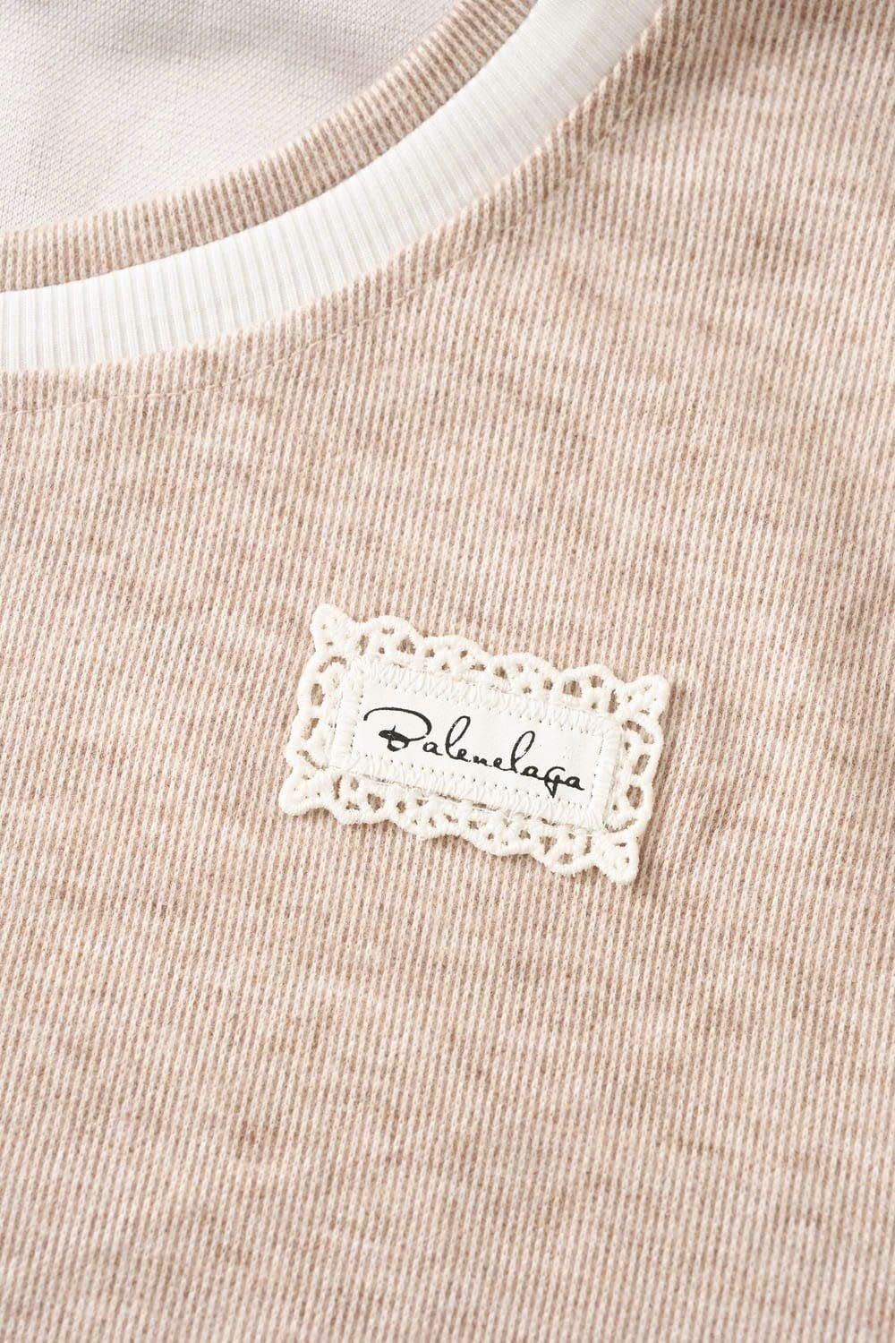 Bộ dài tay nỉ tăm lông cừu cổ tròn phối viền ren Cardina