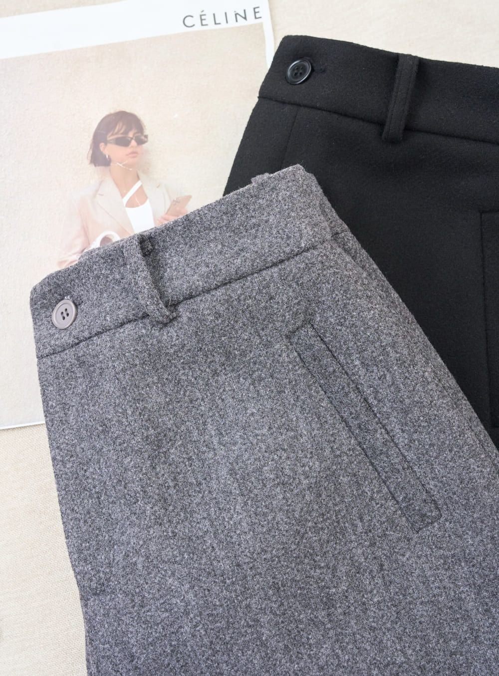 Quần sooc dạ Wooly dáng suông 2 lớp lót Habutai Cardina