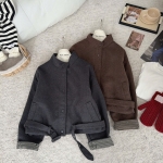 Áo Khoác Dạ Phối Kẻ Kèm Đai Dáng Lỡ