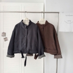 Áo Khoác Dạ Phối Kẻ Kèm Đai Dáng Lỡ