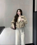 Áo khoác mangto dáng croptop chất kaki Hàn trẻ trung mẫu mới 2025